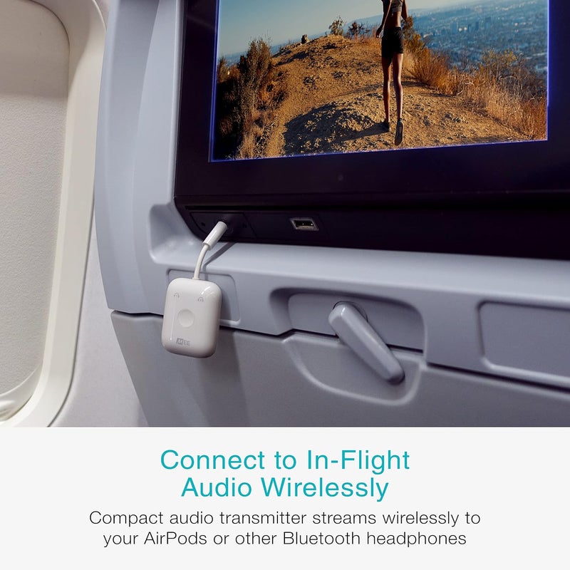 MEE Audio محول صوتي لاسلكي بلوتوث Connect Air أثناء الرحلة لعدد يصل إلى 2 من AirPods / سماعات أخرى؛ يعمل مع جميع مقابس 3.5 مم على الطائرات، معدات الصالة الرياضية، أجهزة التلفاز، وأجهزة الألعاب. - Image 1